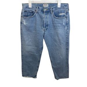 AGOLDE Boyfriend Style Cropped Denim Distressed High Rise Jeans